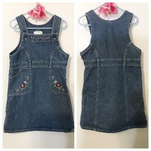 Wonder Kids embroidered denim overall dress